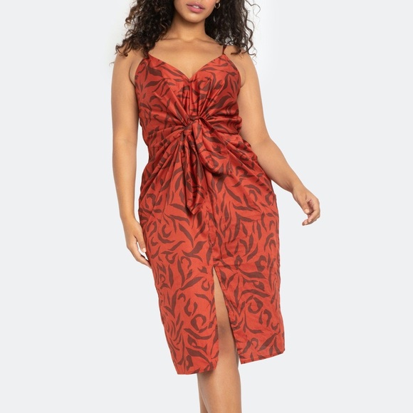 Eloquii Dresses & Skirts - NWT Eloquii Tie Front Animal Print Midi Dress